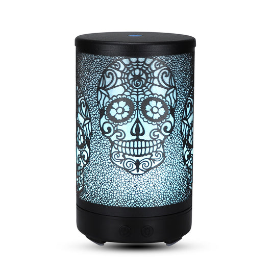 100ml Iron Metal Humificador De Aroma 7 Colors Led Lamp Ultrasonic Electric Skull Aroma Diffuser With Remote