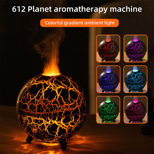 Flamed Aroma Diffuser « Cracked Planet »Humidifier Ultrasonic Cool Mist Maker Fogger LED Essential Oil Fire LED Lamp Difusor